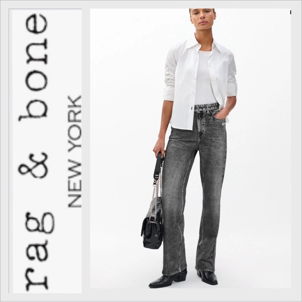Rag & Bone Miramar Shea
High-Rise Ankle Relaxed
Straight Jeans Raven Sz 27